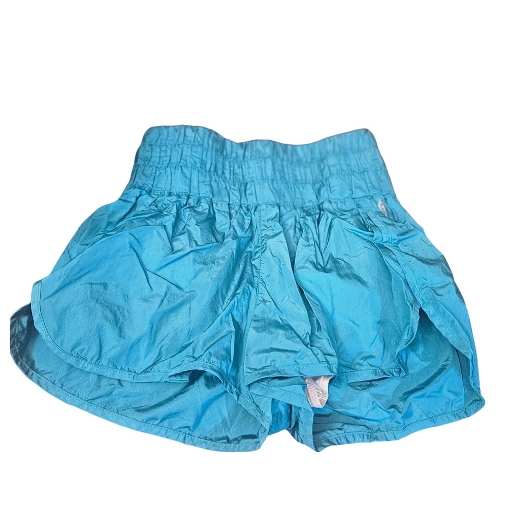FP Movement Free People The Way Home Shorts Teal Blue High Rise Smocked Waist S